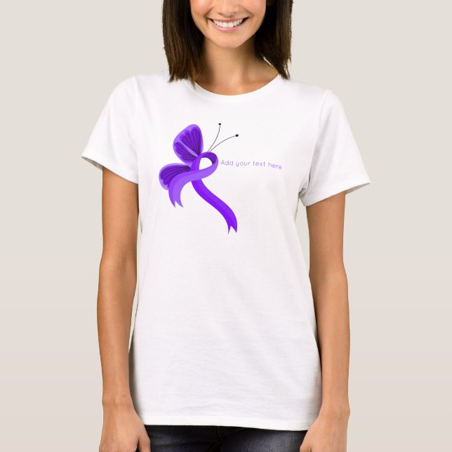 Violet Awareness Ribbon Butterfly T-Shirt (Front)