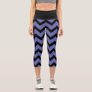 violet Black Chevron pattern Capri Leggings