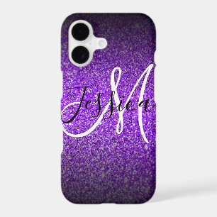Violet Black Glitter Ombre Personalized