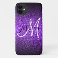 Violet Black Glitter Ombre Personalized