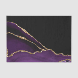 Violet Black Marble Agate Dark Glamour Golden Tissue Paper