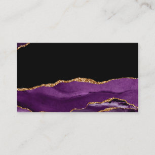 Violet Black Marble Agate Glam Golden Glitter Business Card