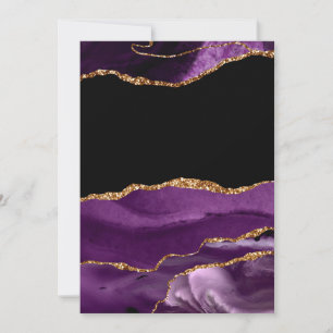 Violet Black Marble Agate Glam Golden Glitter Thank You Card