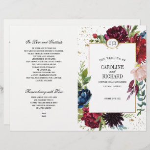 Violet   Bleu   Programme de mariage floral rouge