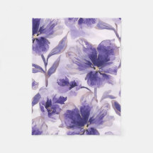 Violet Blooms Watercolor Purple Flowers Painted