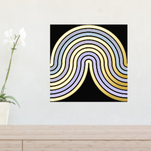 Violet Blue Abstract Wave Lines Art Pattern Gold Foil Prints