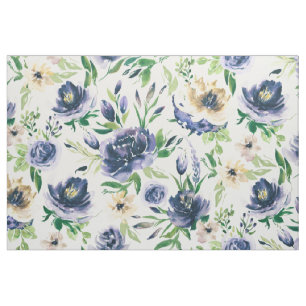 Violet-blue and soft yellow flowers pattern fabric