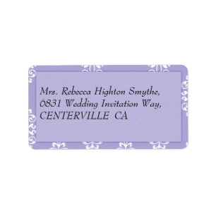 Violet Blue Damask Wedding Label