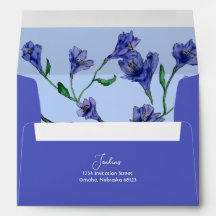Violet Blue Floral Watercolor Wedding