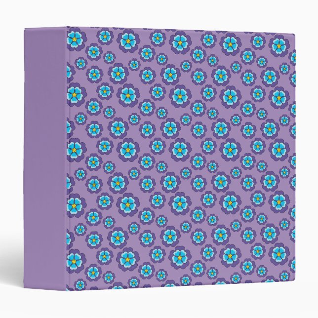 Violet Blue Flowers Pattern Binder (Front/Spine)