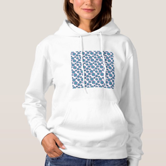 Violet Blue Flowers Pattern Hoodie (Front)