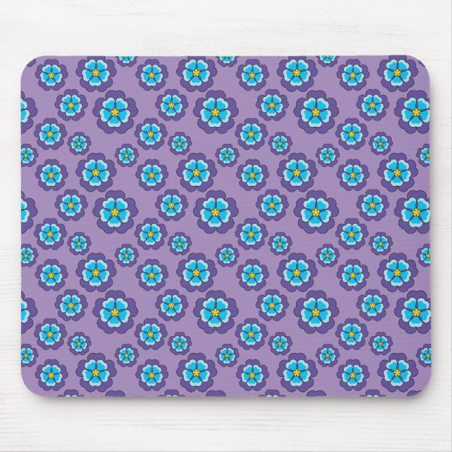 Violet Blue Flowers Pattern Mouse Pad (Front)