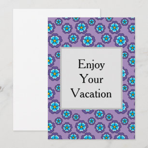 Violet Blue Flowers Pattern Personalize Holiday Card
