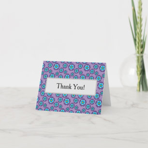 Violet Blue Flowers Pattern Personalize Thank You Card