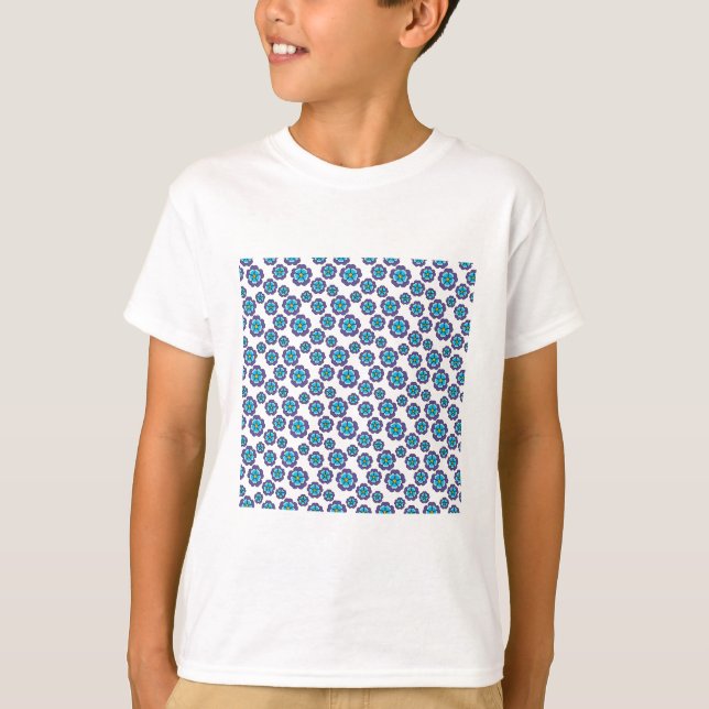 Violet Blue Flowers Pattern T-Shirt (Front)