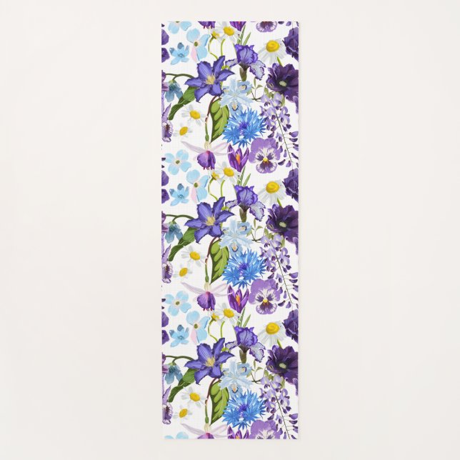 Violet blue garden flowers. yoga mat (Front)