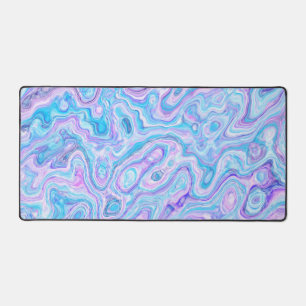 Violet Blue Marble Texture Abstract Liquid Paint Desk Mat