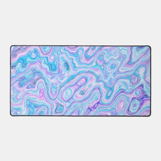 Violet Blue Marble Texture Abstract Liquid Paint Desk Mat (Front)