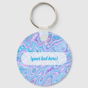 Violet Blue Marble Texture Abstract Liquid Paint Keychain