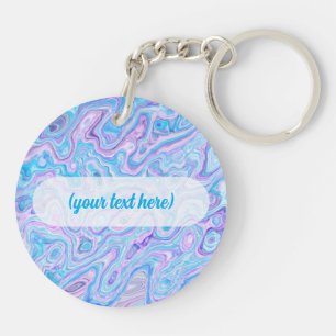 Violet Blue Marble Texture Abstract Liquid Paint Keychain