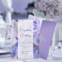 Violet Blue Rose Birthday Invitation Card