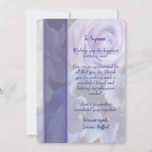 Violet Blue Rose Floral Birthday Card