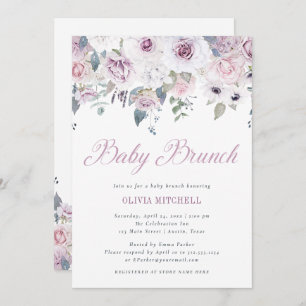 Violet Blush   Floral Baby Brunch Invitation