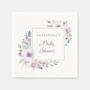 Violet Blush Floral Baby Shower Napkin