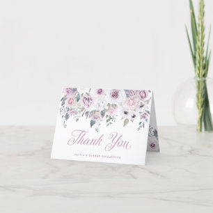 Violet Blush Floral Wedding Thank You Card