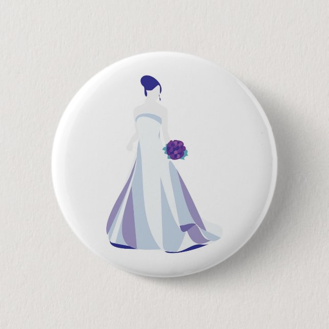 Violet Bouquet Bride 2 Inch Round Button (Front)