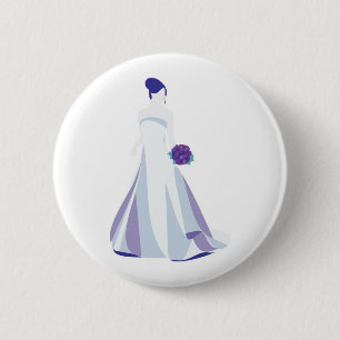 Violet Bouquet Bride 2 Inch Round Button