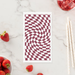 Violet Burgundy Wedding Collection Check Chequered Napkin