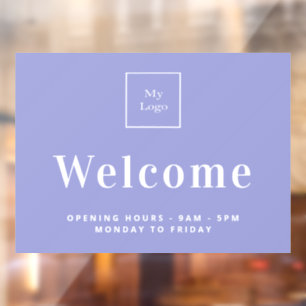 Violet business logo opening hours welcome window cling