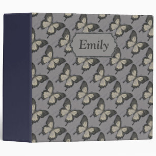 Violet Butterfly Pattern Personalised Binder