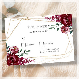 Violet   Carte RSVP Marsala Red Floral Wedding