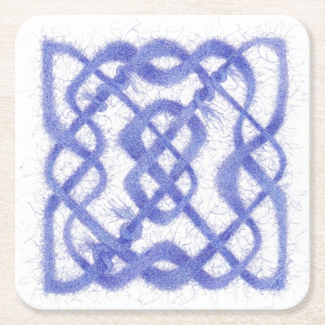 VIOLET CELTIC KNOT Square Paper Coasters (Front)
