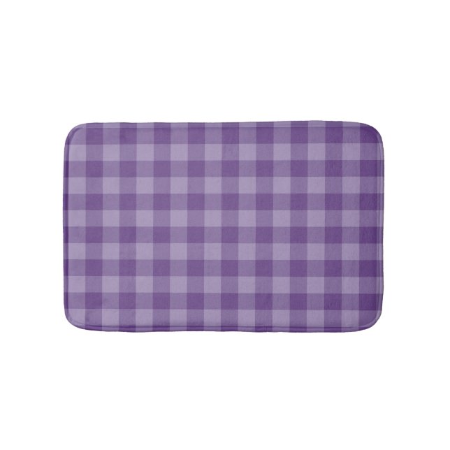 Violet chequered background bath mat (Front)