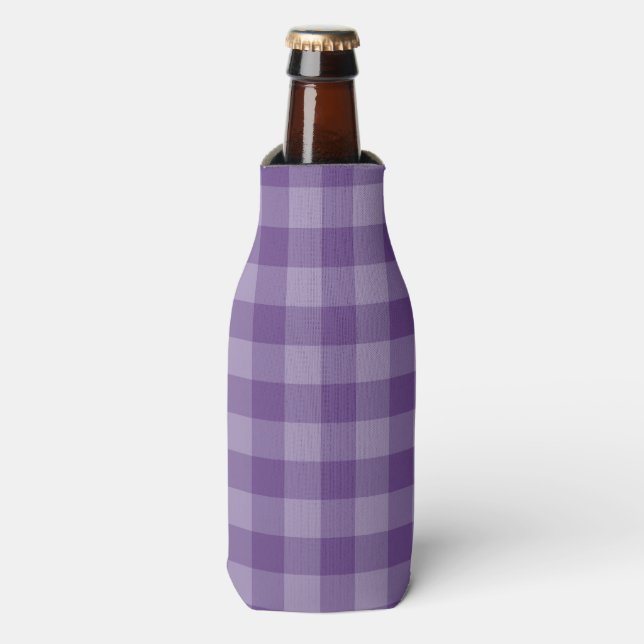 Violet chequered background bottle cooler (Bottle Front)