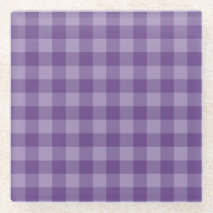Violet chequered background glass coaster