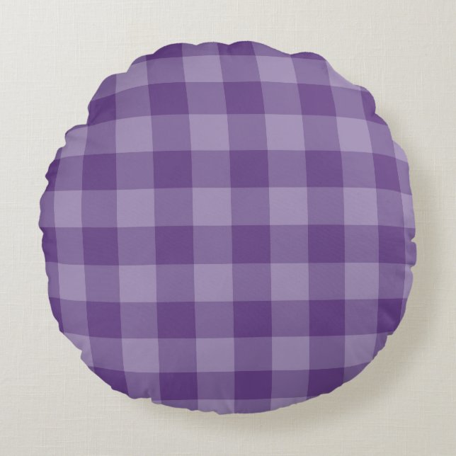 Violet chequered background round pillow (Front)