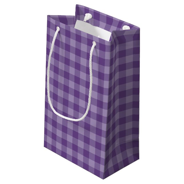 Violet chequered background small gift bag (Back Angled)