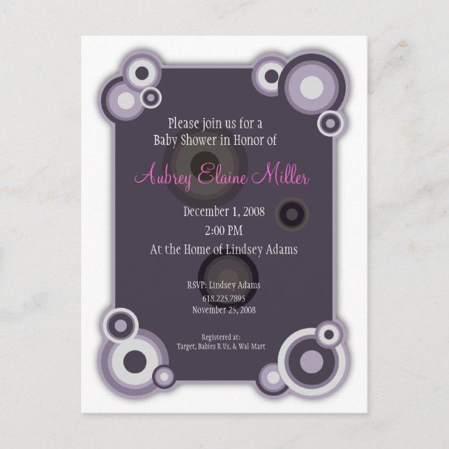 Violet Circle Baby Shower Invitation Postcard (Front)