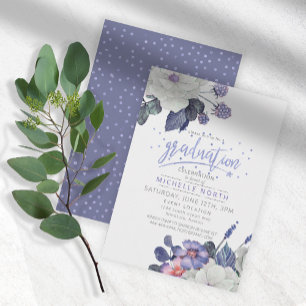 Violet Confetti Floral Graduation ID509 Invitation