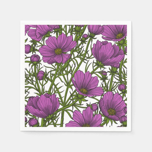 Violet cosmos flowers napkin (Front)