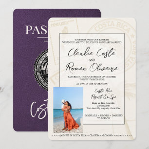 Violet Costa Rica Passeport Faire-part de mariage