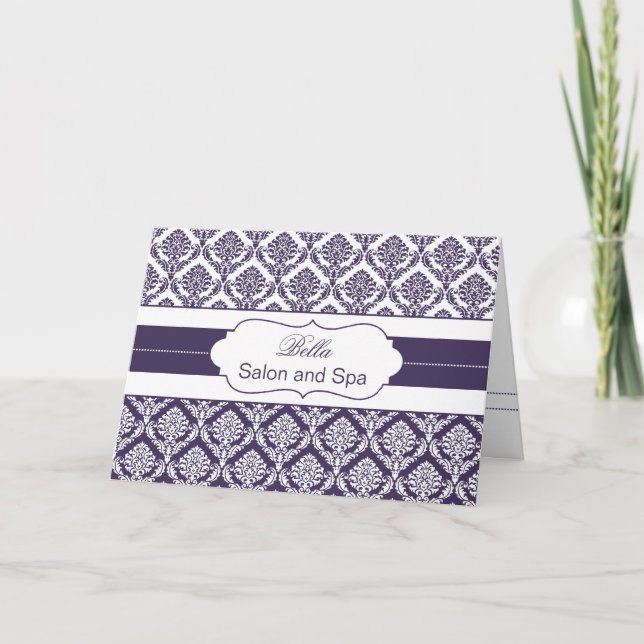 violet damask Business Thank You Cartes (Devant)