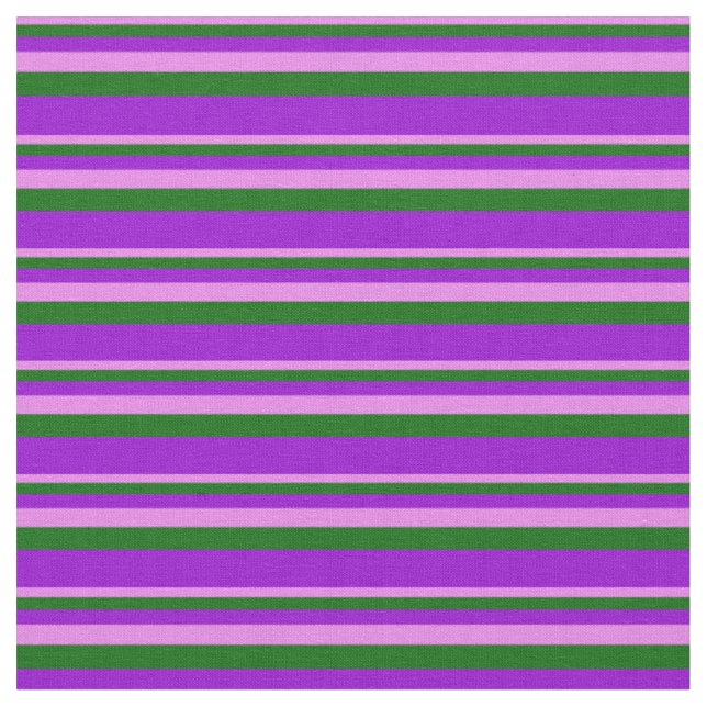 Violet, Dark Green, and Dark Violet Coloured Lines Fabric (Close Up)