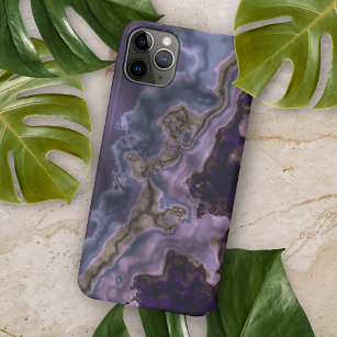 Violet Dark Purple Grey Brown Geode Marble Art iPhone 11Pro Max Case