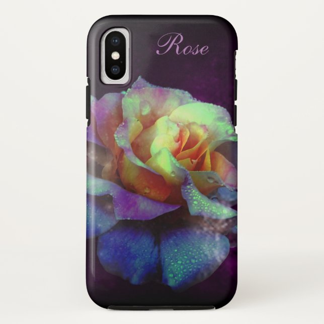Violet Dew Kissed Turquoise Tie Dyed Rose Case-Mate iPhone Case (Back)