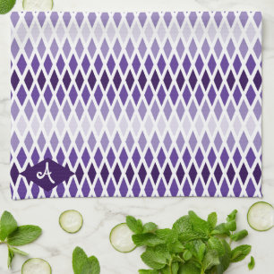 Violet Diamond Ombre Monogram Kitchen Towel